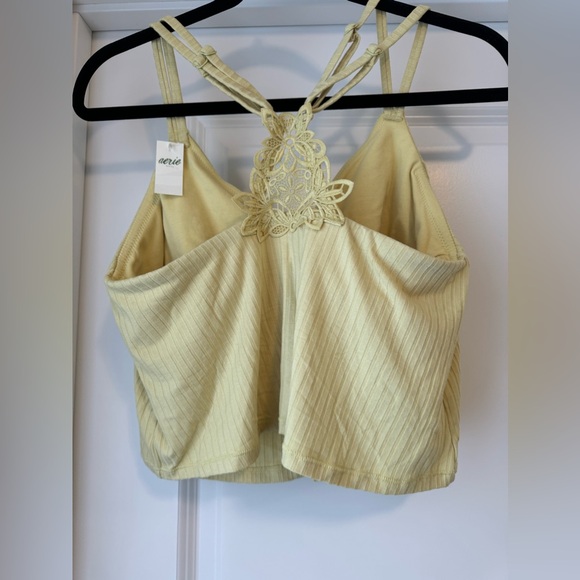 NWT- Aerie Yellow Ribbed Bralette Lace Racerback Crop Top size XL - Picture 5 of 6